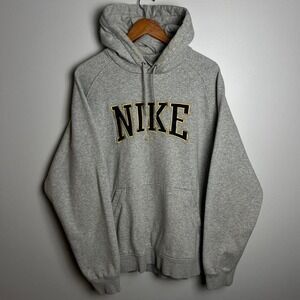Vintage Nike Gray Hoodie with Black and Gold Logo
